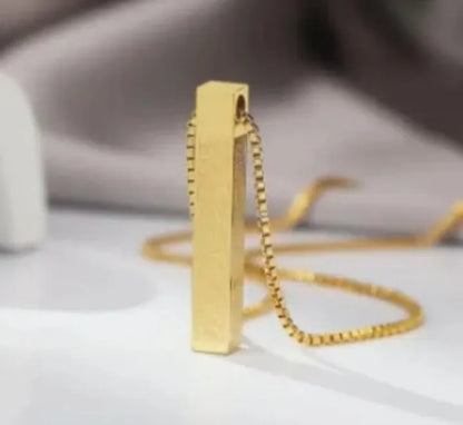 3D Bar Necklace – AYAT UL KURSI Pendant, Islamic Engraved Locket for Women